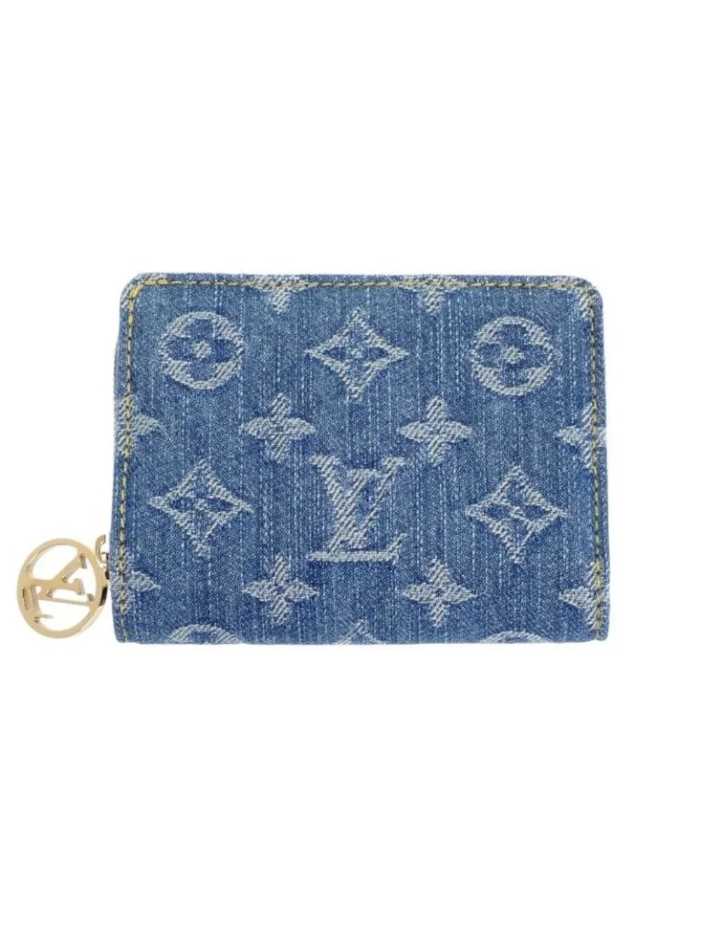 Louis Vuitton Portefeuille Lou Bifold Wallet Monogram Denim Blue Gold Included
